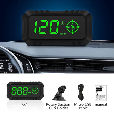 £28.67 • Buy HUD GPS Guage Car Head Up Display Digital Speed Warning Alarm Compass MPH KMH