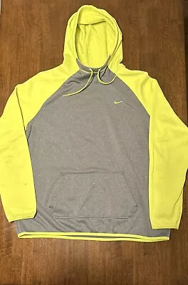 Nike NSW Men's Pullover Hoodie XL Gray Neon Yellow Light Weight Soft Sweatshirt • $28