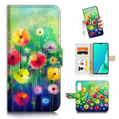 $13.99 • Buy ( For Oppo A57 / A57S ) Wallet Flip Case Cover AJ24438 Flower Painting