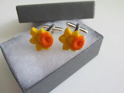 Handmade Golden Yellow Spring Daffodil Charm Cufflinks  - Marie Curie Charity • £5.50