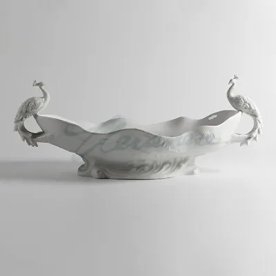 Modern Art Sculpture Handmade White Ceramics Peacock Fruitage Originality Plate • $255.99