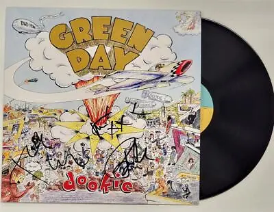 Green Day 3x Signed Dookie Vinyl Album Cover Billie Joe Armstrong Dirnt Cool BAS • $1099.99