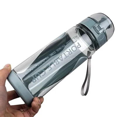 Sports Water Bottle Gym Travel 570ml Drinking Leakproof Bottle Straw BPA Free UK • £6.25