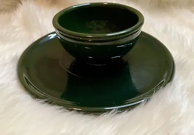 Vintage Mamma Ro Italy Stoneware Mini Bowl Cup 3” Saucer Plate 6.5” Set Green • $40