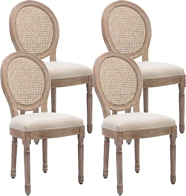 Dining Chairs Set Of 4 French Vintage Mid Century Upholstered Farmhouse Fabric • $460.35