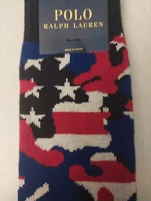 Polo Ralph Lauren Mens USA American Flag Stars Stripes Crew Socks Red White Blue • $19.95