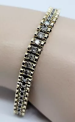 $8250 ZALES ZEI HUGE 5.00ct Yellow Gold Diamond Tennis Bracelet 6mm Wide • $2499.99