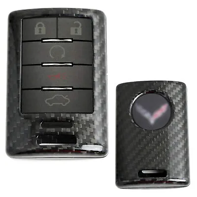 Real Black Carbon Fiber Key Fob Cover For Chevy C7 Corvette Stingray Smart Key • $44.99