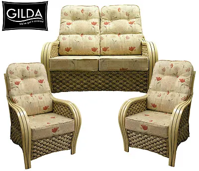 GILDA CUSHION & COVER LUMBAR SUPPORT DELUXE PIPED Cane Wicker Conservatory Chair • £70.59