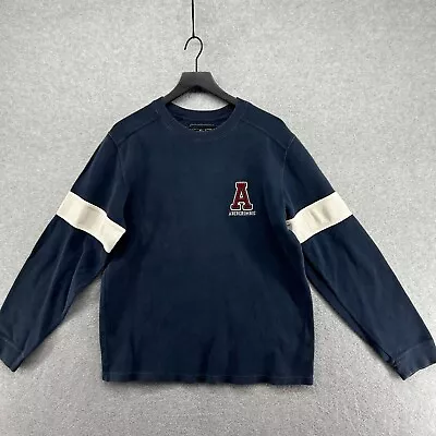 Abercrombie Fitch Sweater Mens Size XL Blue Long Sleeve VTG Y2K Athletic Letter • $29.90