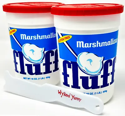 Marshmallow Fluff 16oz (Pack Of 2) Bundle With A Wyked Yummy Plastic Jar Scraper • £6.33