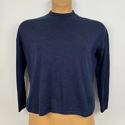 Madewell Mockneck Boxy Pullover Sweater Merino Wool Blue Womens XS • $20.74