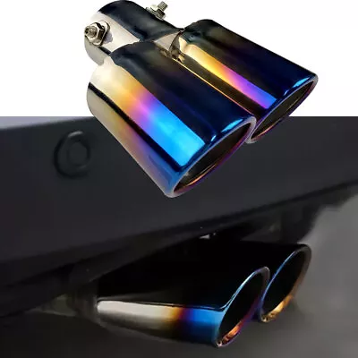 Car Rear Exhaust Pipe Tail Muffler Tip Burnt Blue Stainless Steel Accessories US • $20.09