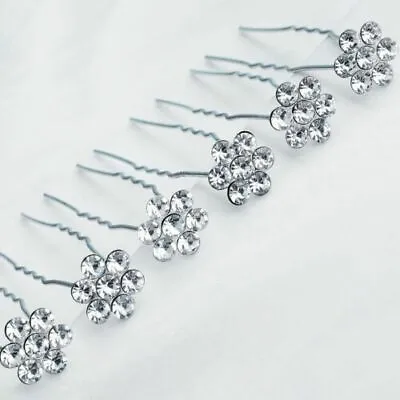 £3.99 • Buy 20 X Silver Hair Pins Stunning Diamante Bridal Wedding