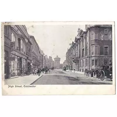 COLCHESTER High Street Old Postcard Postmark Colchester 1909 • £4.99