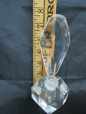 Large Vintage Hand Cut Crystal Perfume Bottle W/ Stopper - 7.5  Tall  Free Ship • $29.88