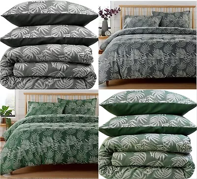 Tropical Leaf Design Jacquard Duvet Quilt Cover Set Bedding Sets / Bed Spreads • £19.79