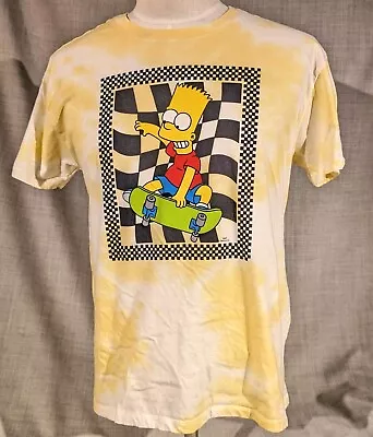 The Simpsons Bart Simpson Skateboarding Tie Dye Mad Engine Yellow T-shirt Size M • $14.75