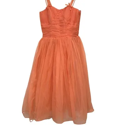 Dress Vintage Size XS  S Gown Victorian Style Bridesmaid Orange Formal Women • £35