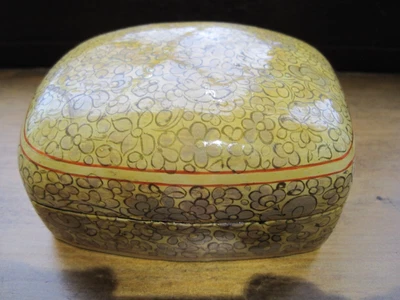 £0.99 • Buy Vintage Papier-Mâché Lacquered Trinket Box Floral Design
