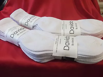 Mens Socks Crew 100% Cotton Made In Italy Davido Long Socks White 6 Pairs 10-13 • $21.50