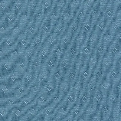 Pointelle Fine Cotton Jersey - Mid Blue 23 - Fabric Dressmaking Lingerie Nursery • £14.99