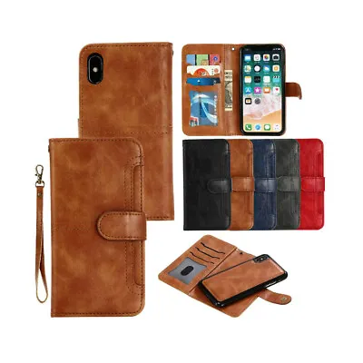 $12.99 • Buy For IPhone Xs Max XR X Wallet Removable Case Magnetic Detachable Card Cover