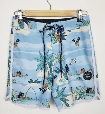 Vissla X DaFin Hawaii Mens Size 26 Blue Hawaiian Print Boardshorts EUC  • $21.99