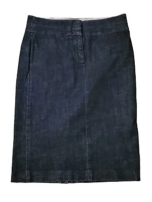 J. Crew Blue Denim Pencil Skirt Size 2 Stretch Dark Wash Knee Length Business • $12.98