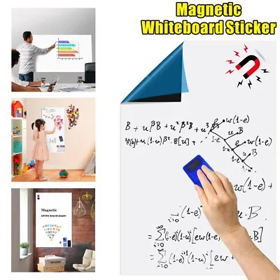 Magnetic Whiteboard Paper 45 X 60/80/90/100cm DIY Self-Adhesive Dry Erase Board • £12.99