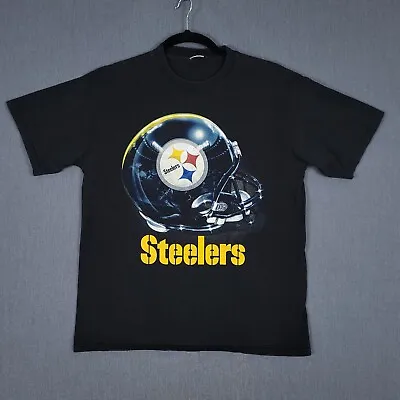 Pittsburgh Steelers Shirt Mens Large Black Big Helmet Vintage NFL Graphic Tee • $21.33