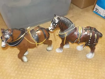 2 Glossy Brown Clydesdale Model Horses #2 • $14.99