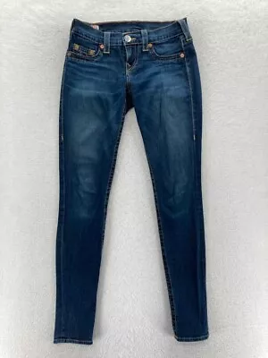 True Religion Casey Jeans Women's 26 Dark Wash Blue Stretch Denim Skinny Ankle • $21.99