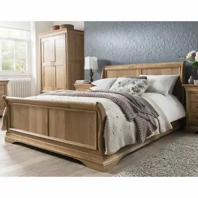 £850 • Buy Lourdes Solid Oak Bedroom Furniture 5' King Size Sleigh Bed