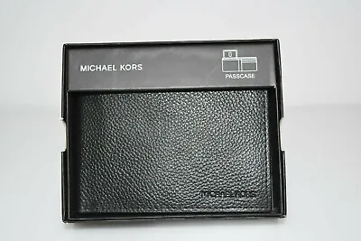 Michael Kors Men's Wallet Black Textured Grain Leather Bifold Passcase $40 • $16.99