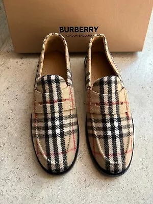 Burberry Hackney Men's Archive Beige Checkered Wool Loafers US 11 • $405