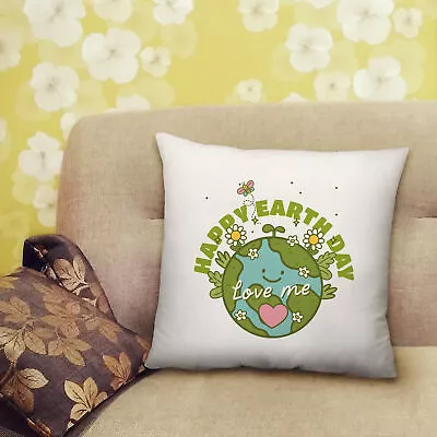 Happy Earth Day Cushion Love Me Green Earth Bedroom Lounge Accessory - 40cmx40cm • £13.99