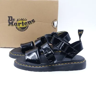 Size 10 Men's Dr. Martens Gryphon Gladiator Sandal 25515001 Patent Leather Black • $53.97