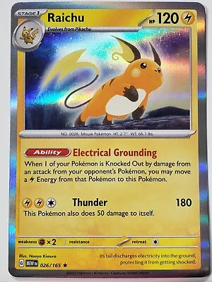 HOLO Raichu 026/165 NM / M - 151 Scarlet Violet Pokemon Card • $0.99