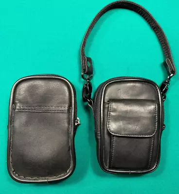 Two (2) Quantaray Black Leather Padded Compact Digital Camera Bags FREE SHIPPING • $17.50