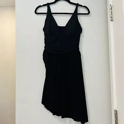 Magic Suit By Miracle Suit Black Ruched Swim Dress Size 10 • $50