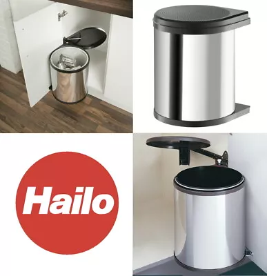 Hailo Mono Kitchen Swing Out Waste Bin 12/15/20L SS Black Cabinet Width 400mm • £49.99