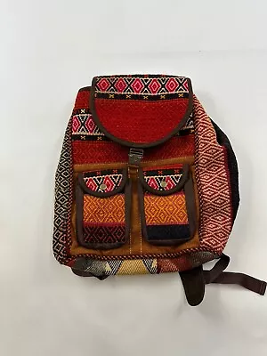 Kilim Backpack Handmade Moroccan Turkish Adjustable Strap Front Pockets • $59.83