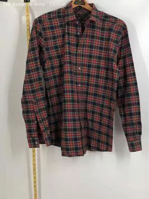 Burberry Mens Red Plaid Collared Long Sleeve Button-Up Shirt Size 41-16 COA • $10.50