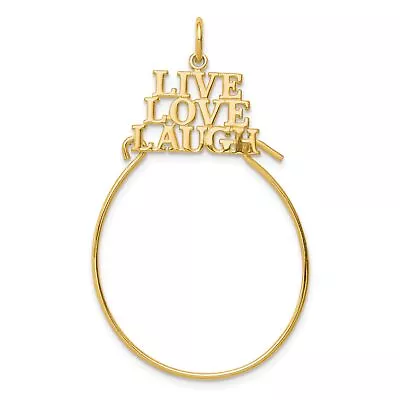 10K Yellow Gold Live Love Laugh Charm Holder Jewelry 40mm X 21mm • £105.97