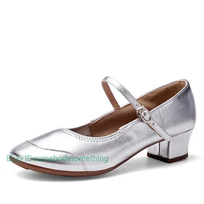 Lady Modern Waltz Salsa Latin Satin Ballroom Tango Heeled Dance Shoes Soft Soles • $29.99
