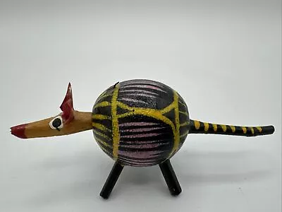 Vtg Armadillo Bobble Head Nodder Hand Painted Mexican Folk Art Mini Wood CarvedE • $9.99