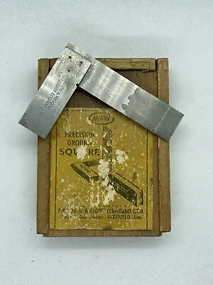 Vintage MOORE & WRIGHT #400 Precision Ground 2  Square Wood Box Machinist Tool • $40