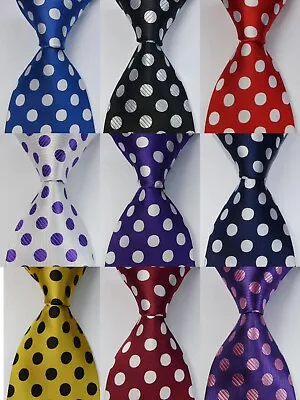 New Polka Dot Black Classic JACQUARD WOVEN 100% Silk Men's Tie Necktie • $7.99