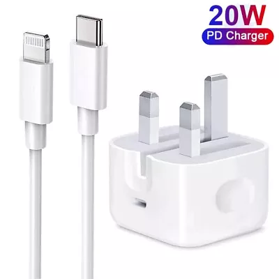 For IPhone 15 14 13 12 11 X Pro XS MAX Fast Charging USB-C PD Plug Charger Cable • £6.99